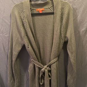Olive green medium weight cardigan with belt